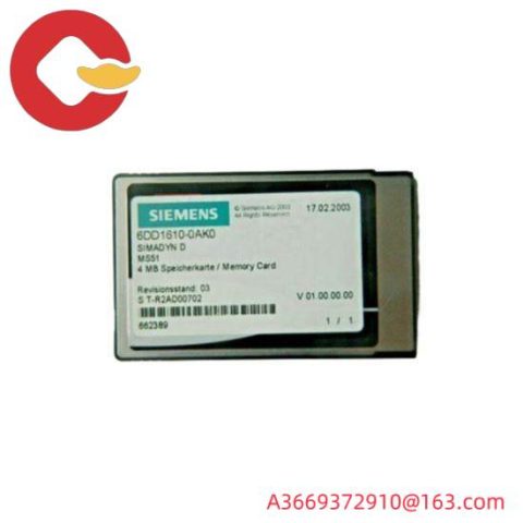 SIEMENS SIMADYN D FLASH MEMORY MODULE MS51, PCMCIA CARD FOR PM4, PM5, PM6, 4 MB FLASH-EPROM, 8KB EEPROM